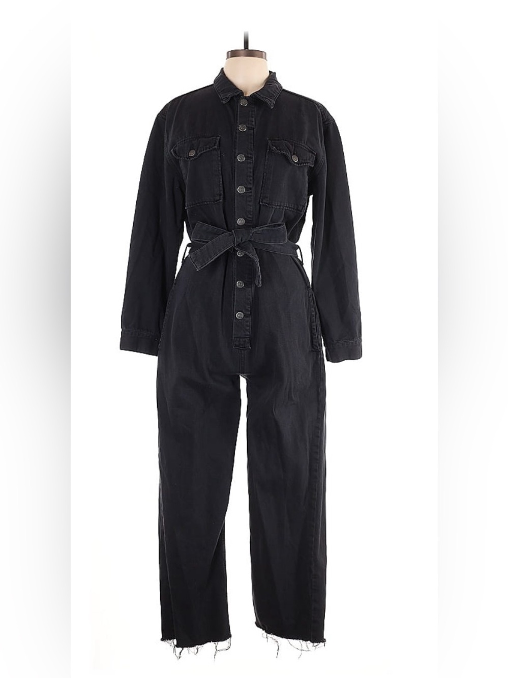Boyish Black Denim Tie-Waist Jumpsuit